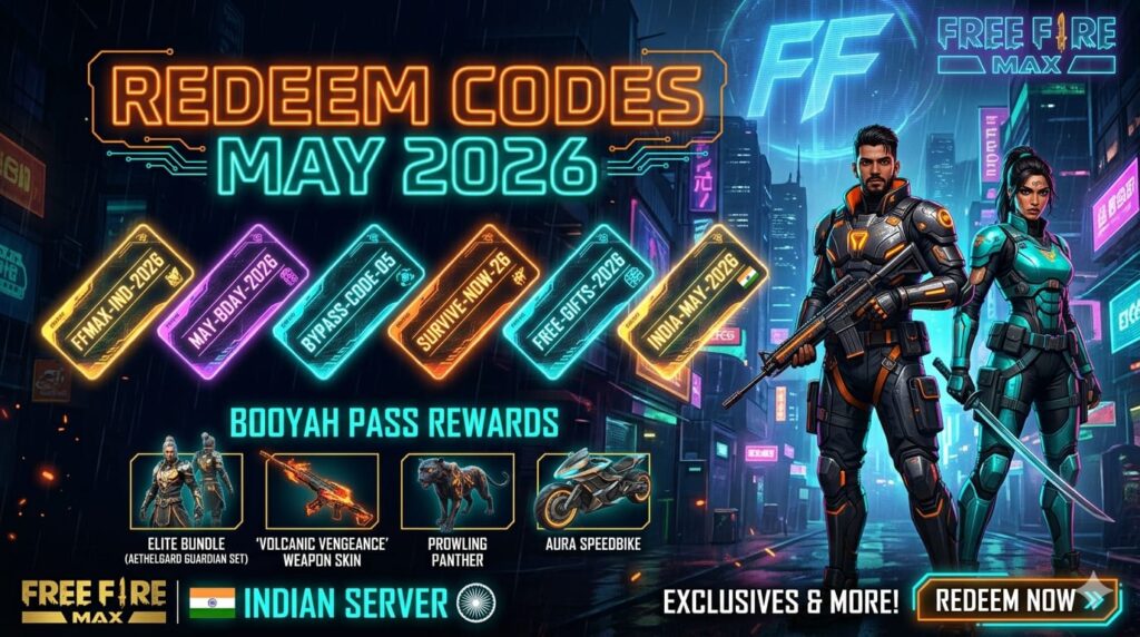 Free Fire MAX Redeem Codes Part 2 May 2026 Indian Server
