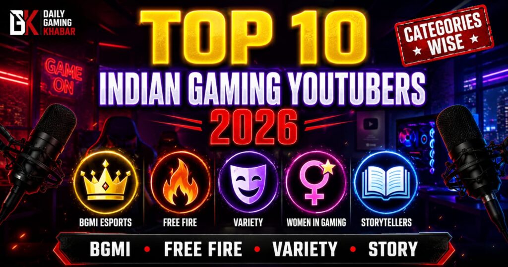 Top 10 Indian gaming youtubers streamers 2026 BGMI Free Fire creators List